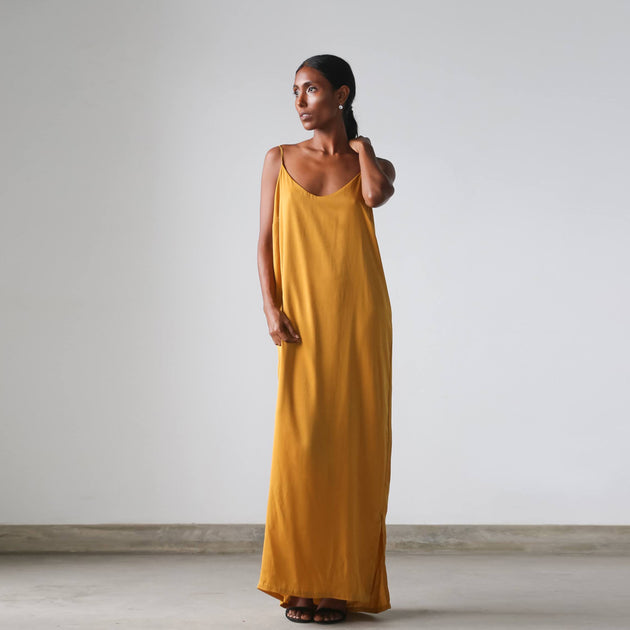 Mustard yellow hotsell slip dress