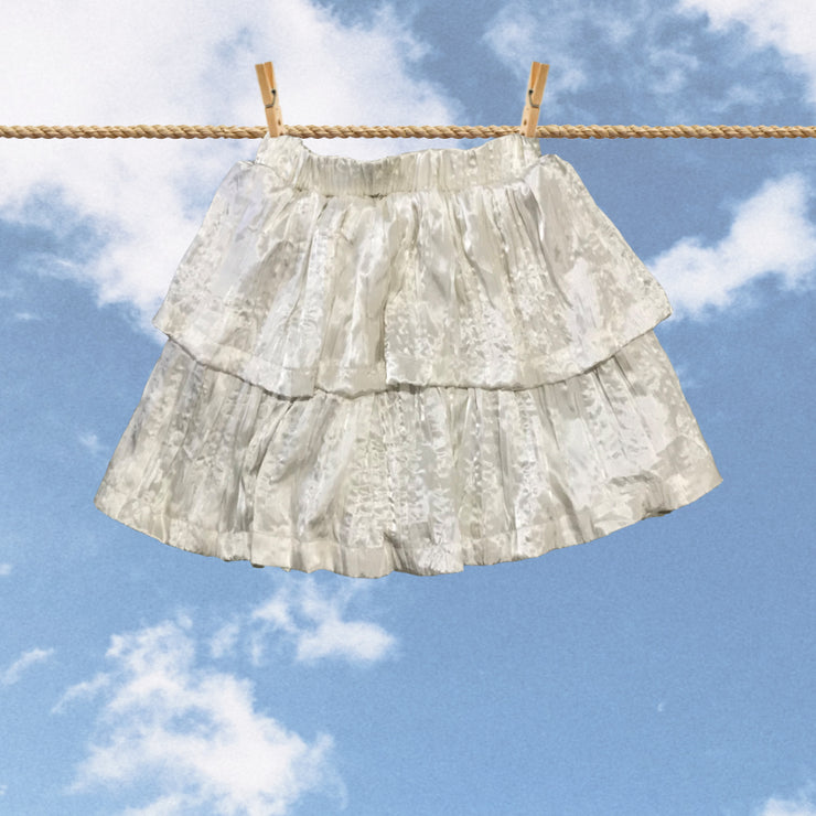 Off White Pleated Silk Skirt