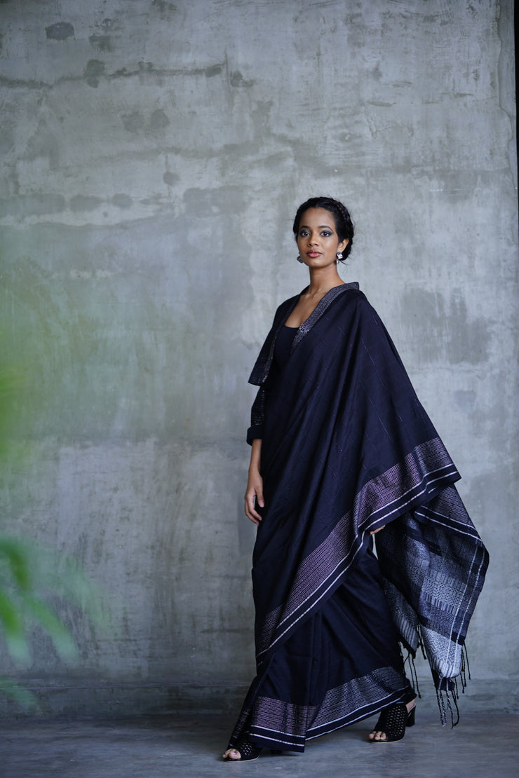 Urban Drape Black Pearl Handwoven Saree