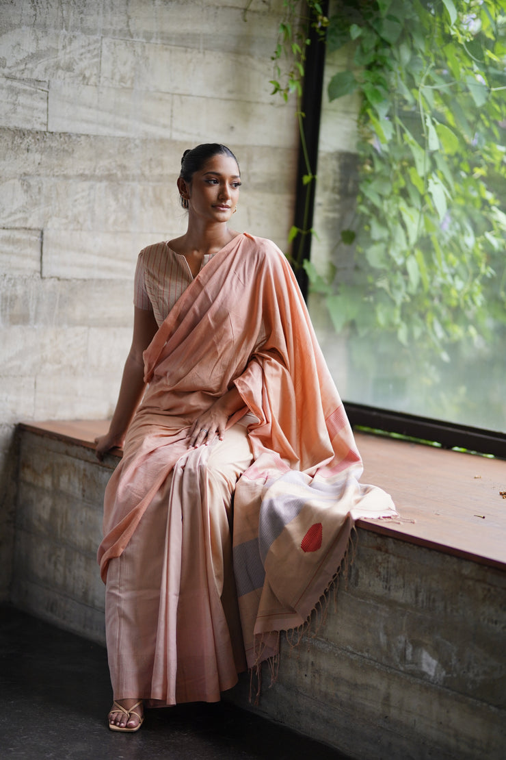 Urban Drape Blush Sunset Handwoven Saree