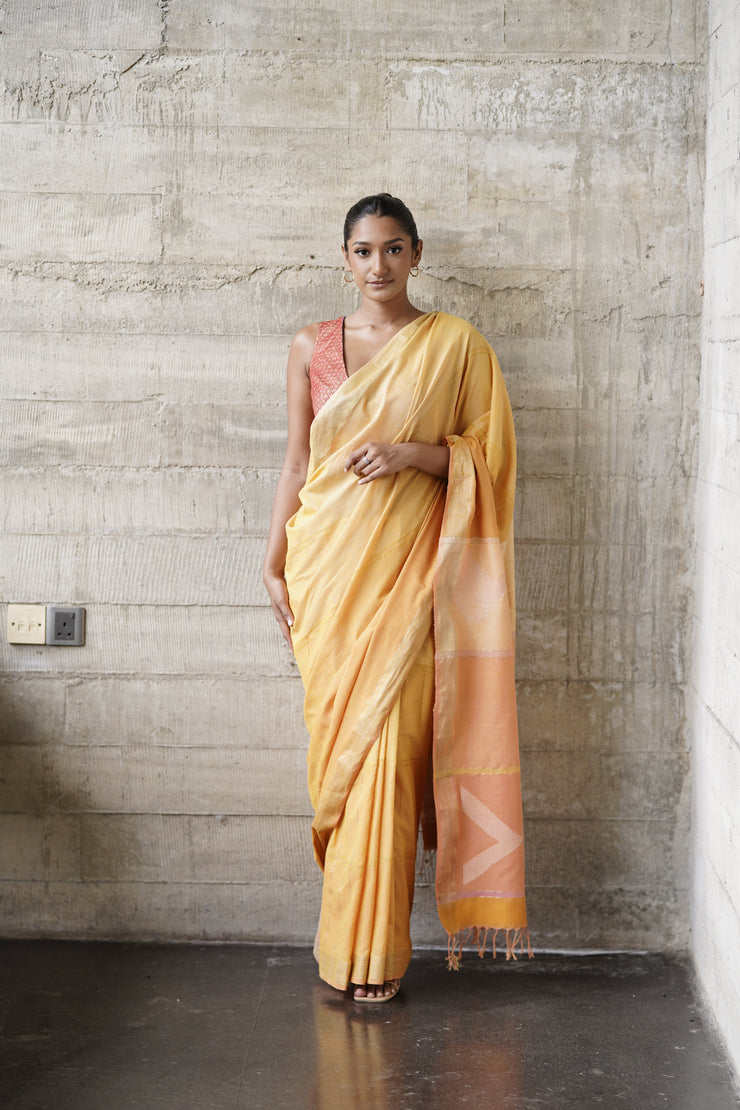 Urban Drape Golden Haze Handwoven Saree