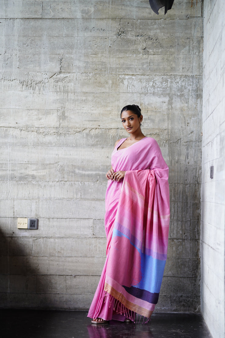Urban Drape Lush Sky Handwoven Saree