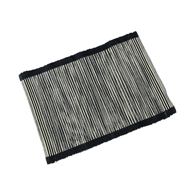Handwoven Shadow Table Mat Black and Raw with Lurex