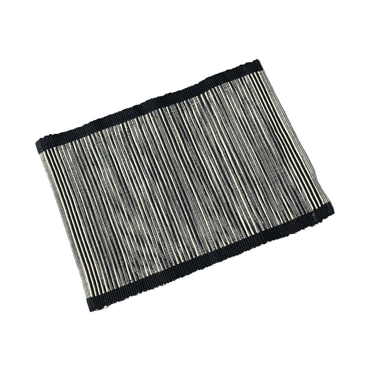Handwoven Shadow Table Mat Black and Raw with Lurex