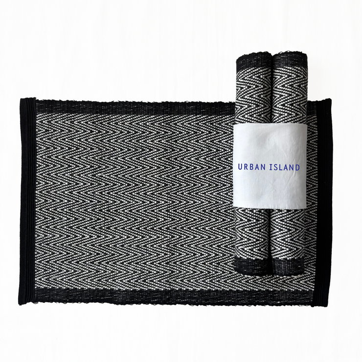 Handwoven Mini Herring Table Mat - Pearl White
