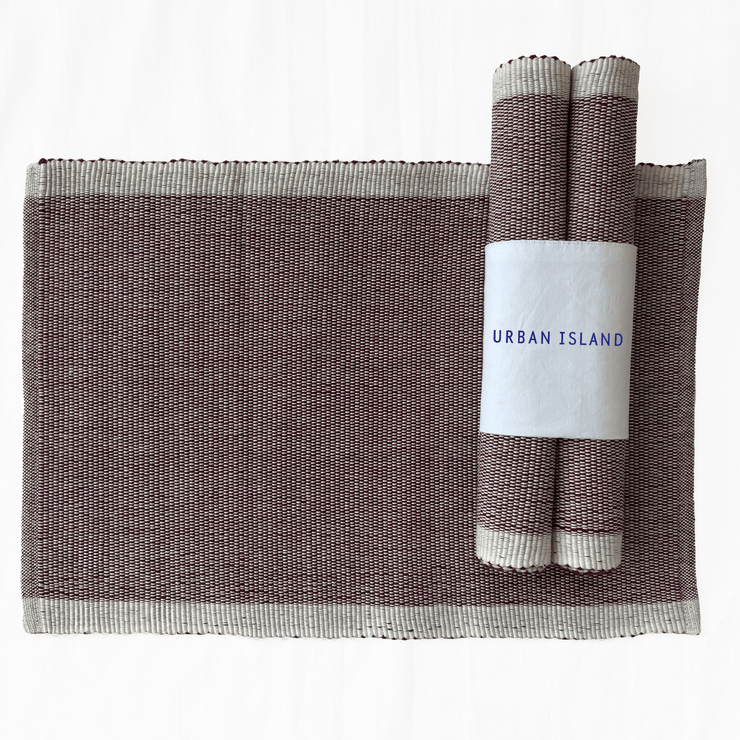 Handwoven Ribbed Weave Table Mat - Deep Red
