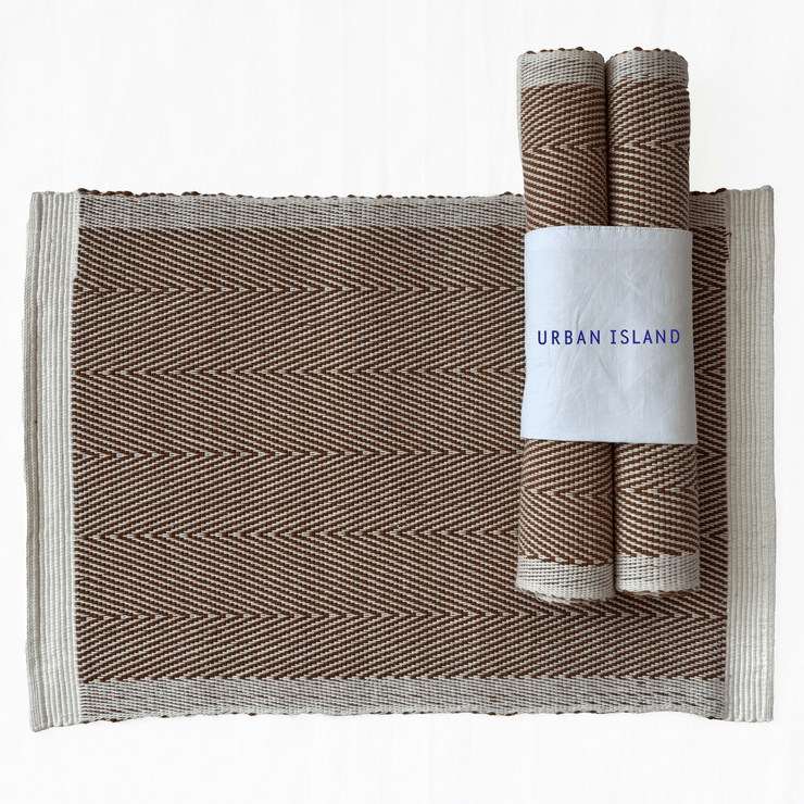 Handwoven Herrings Table Mat - Cinnamon