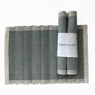 Handwoven Mini Herring Table Mat - Verdigri and Olive
