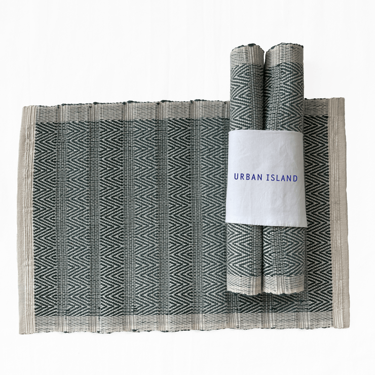 Handwoven Mini Herring Table Mat - Verdigri and Olive