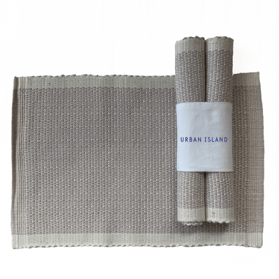 Handwoven Multi Rib Mini Herring Table Mat - Pearl Grey & Pearl White