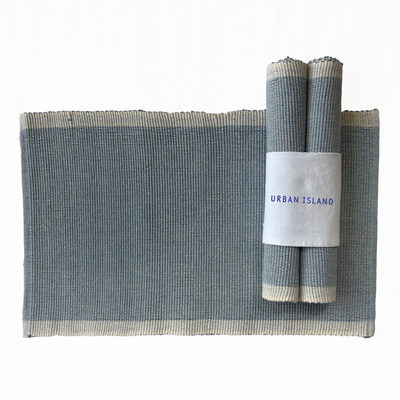 Handwoven Ribbed Plain Weave Table Mat - Denim Wash Blue