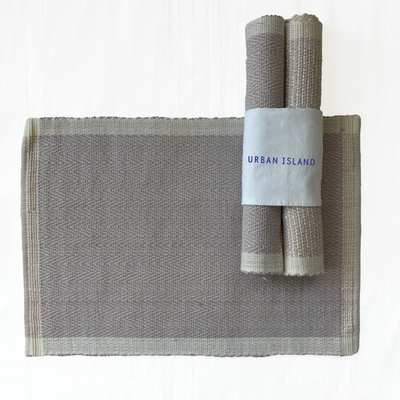 Handwoven Mini Herring Table Mat - Pearl Grey Weft