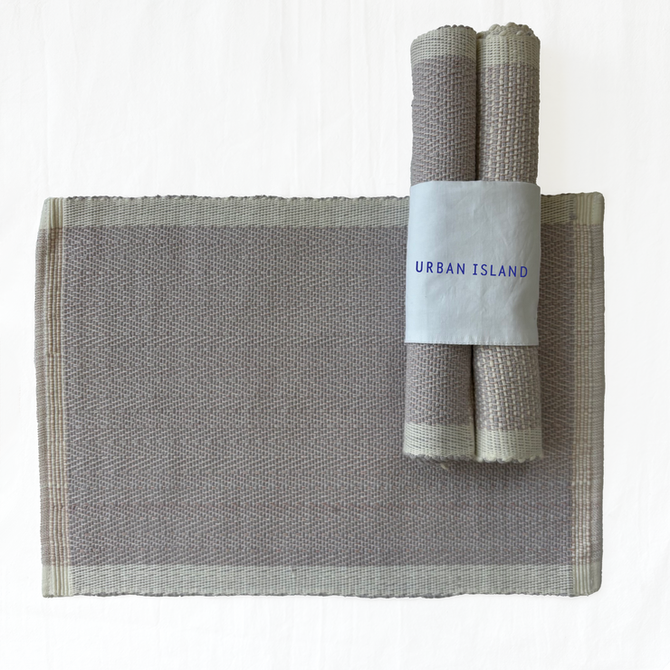 Handwoven Mini Herring Table Mat - Pearl Grey Weft