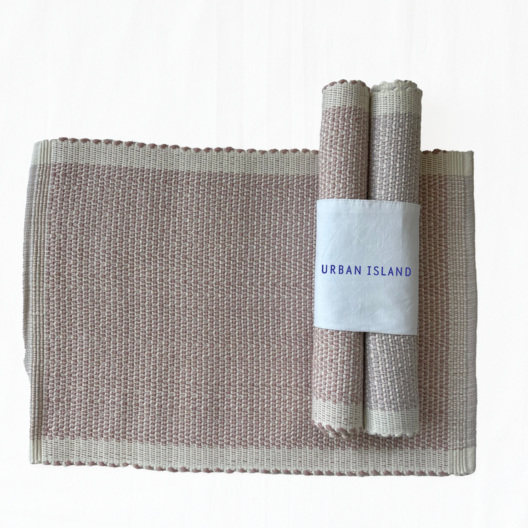 Handwoven Multi Rib Mini Herring Table Mat - Shell & Pearl White