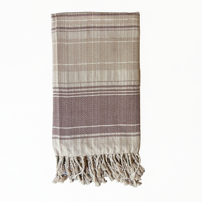 Handwoven Sithul pawwa Dawn Throw - Dark Pink & Parchment Weft