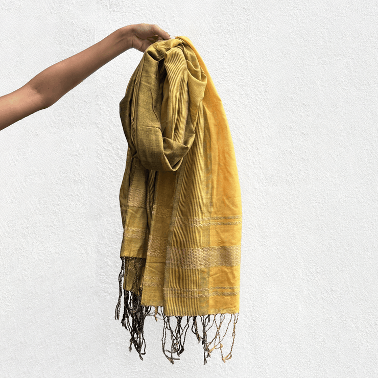 Handwoven Mustard and Black Shawl
