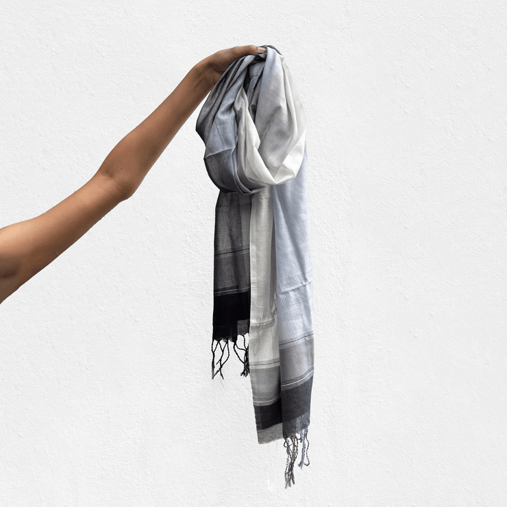 Handwoven Ombre Gloom Shawl Silk