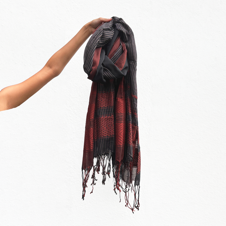 Handwoven Black and Chocolate Brown Shawl