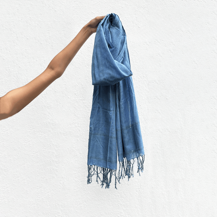 Handwoven Blue Denim Shawl