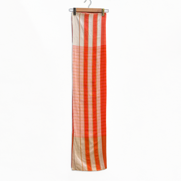Handwoven Beach Wrap -  Orange, White and Yellow Stripes