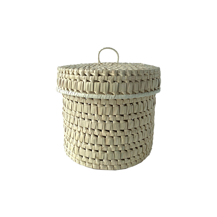 Palmyrah Round Storage Bin with Lid