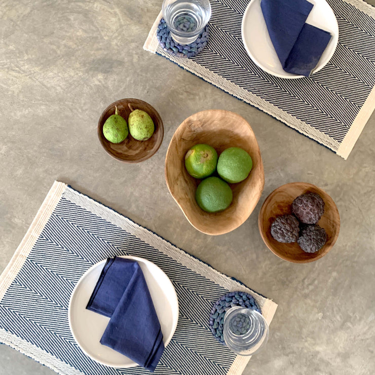 Artisanal Handloom Herring Table Mat – Navy Ink