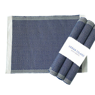 Artisanal Handloom Herring Table Mat – Navy Ink