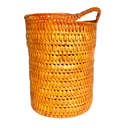 Circular basket with handles tall orange
