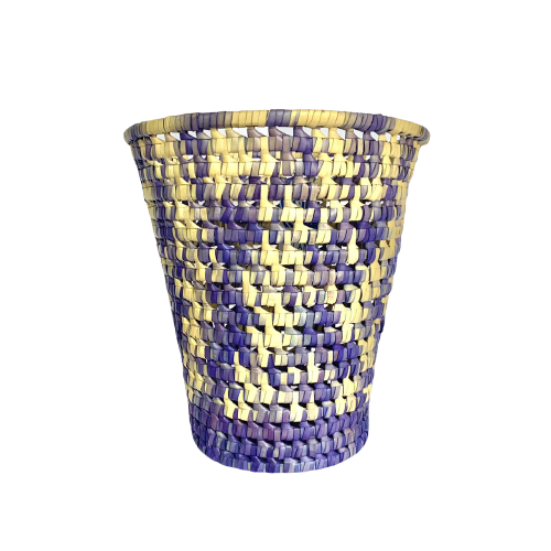 Palmyrah conical shape bin-M - Purple/Natural