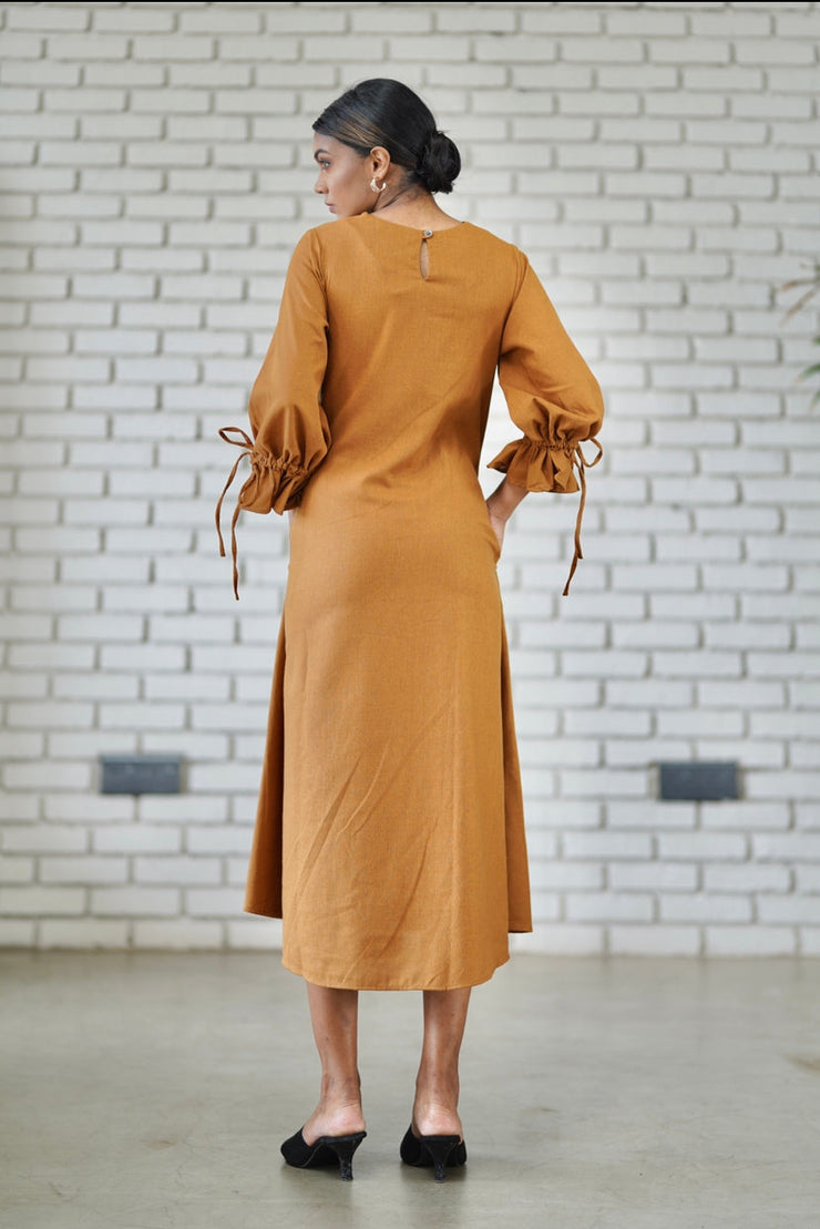 Meiya Puff Sleeve Dress - Musted