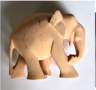 Wooden Elephant - 3" - Cream