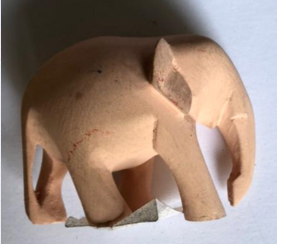 Wooden elephant -2"- Cream