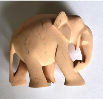 Wooden elephant-4" - Cream