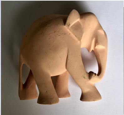 Wooden elephant-6" - Cream