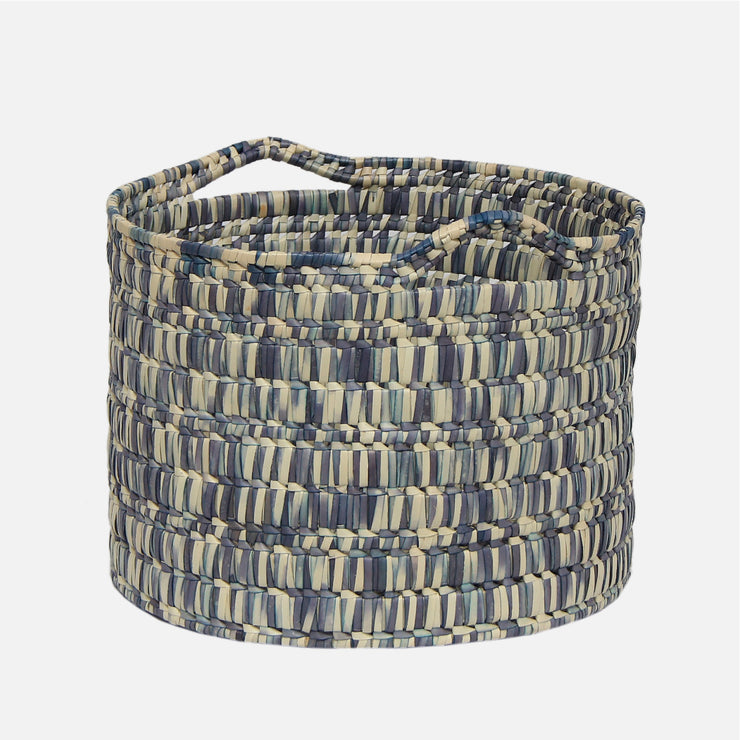 Circular Basket with Handles Large Grey and Natural Speckle 1