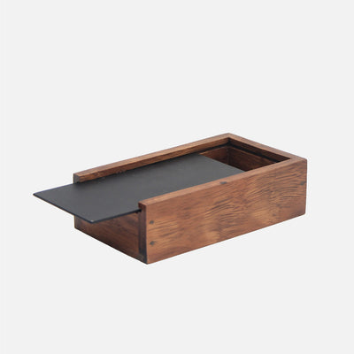 Mina Rectangular Box Small Wood/Black