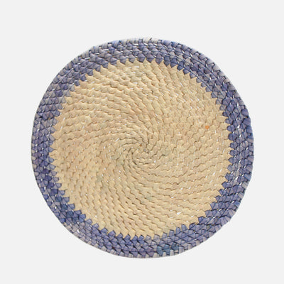 Palmyra Round Placemat Natural with Mauve Grey Boarder