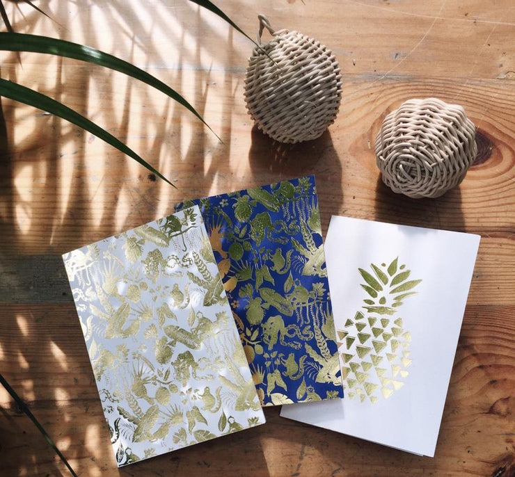 Tropical Foil Printed Festive Greeting Cards