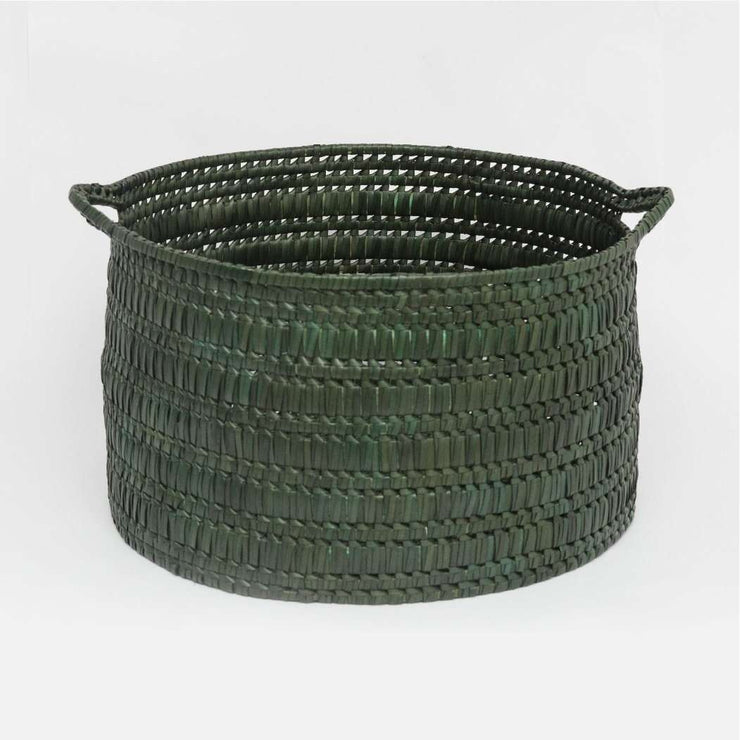 Circular basket with handles  wide L  dark green