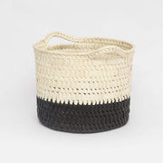 Circular Basket with Handles S Black/Natural