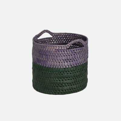 Circular Basket with Handles S Green/Mauve