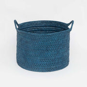 Circular Basket With Handles Wide L Blue