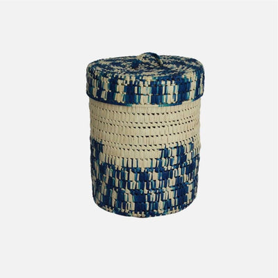 Palmyrah Laundry Basket Blue/Natural