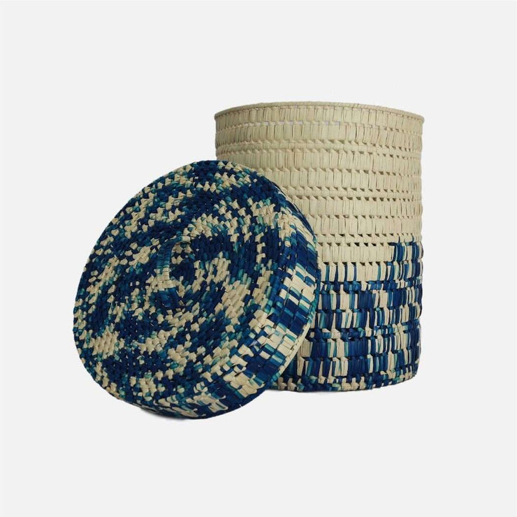 Palmyrah Laundry Basket Blue/Natural