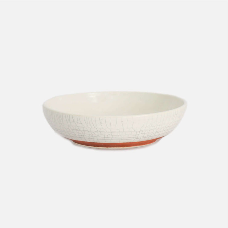 Shore Pasta Bowl White Crackle with Terracota Base
