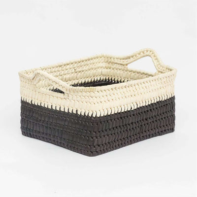 Storage basket with handles M black/natural